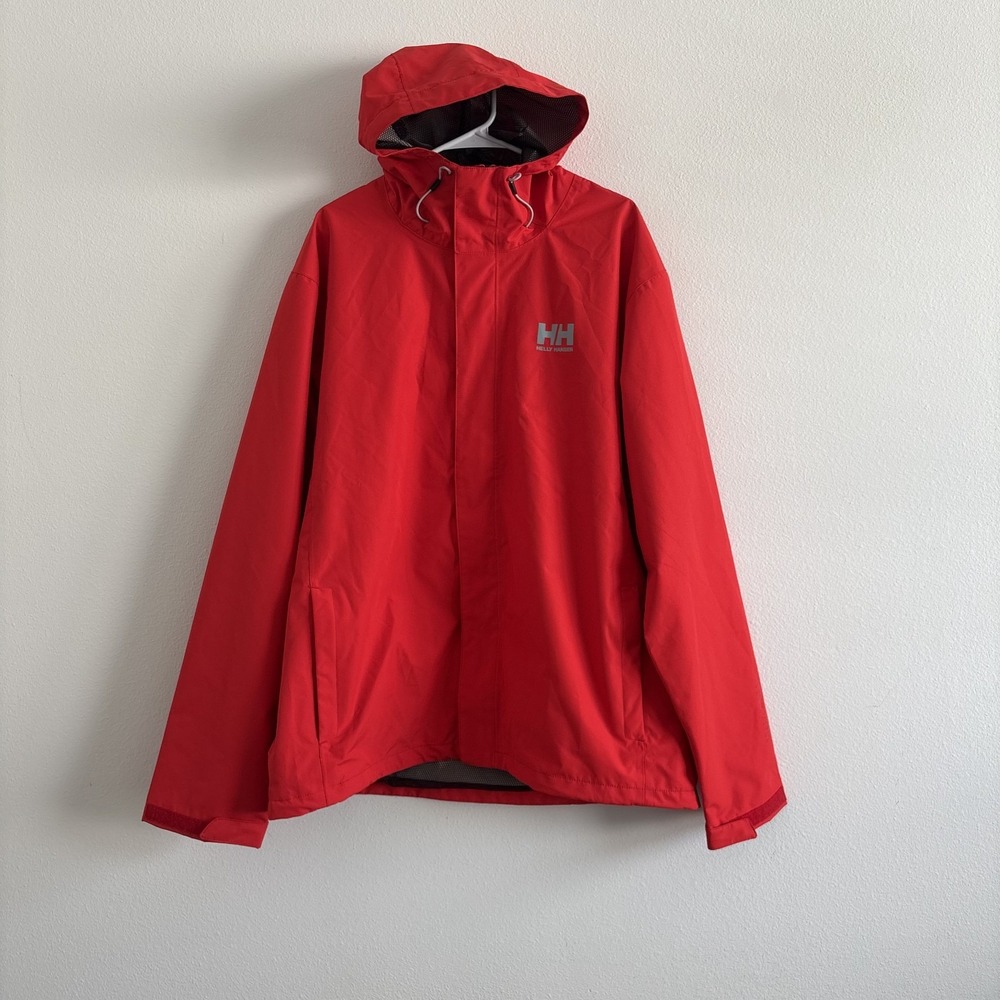 HELLY HANSEN Seven J Jacket Red Waterproof Rain Jacket Men 2XL NB2 62047 Gorp